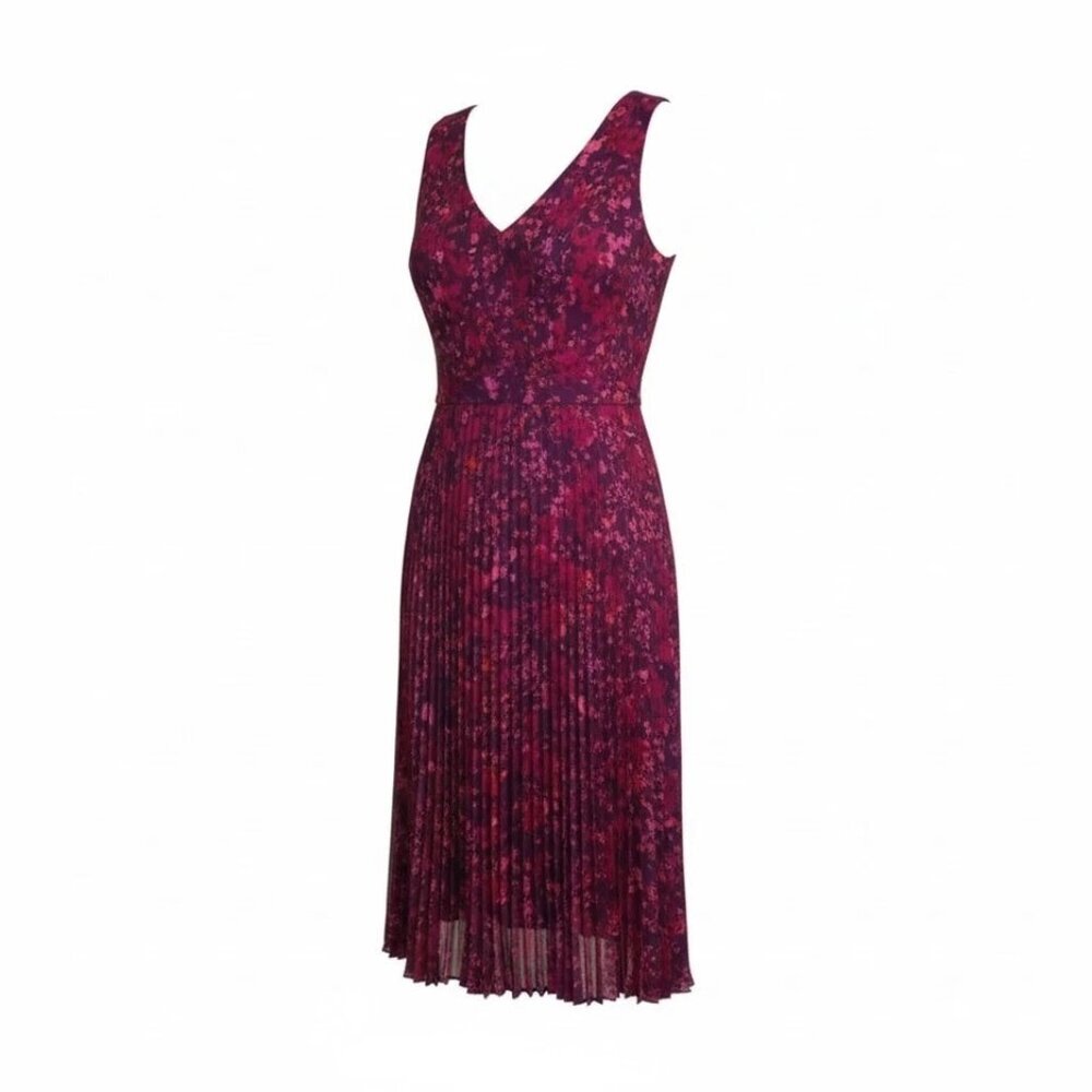 ANTHROPOLOGIE PLENTY BY TRACY REESE Evanthe Pleated Floral Hi-Low Dress Size 8 - Picture 2 of 12